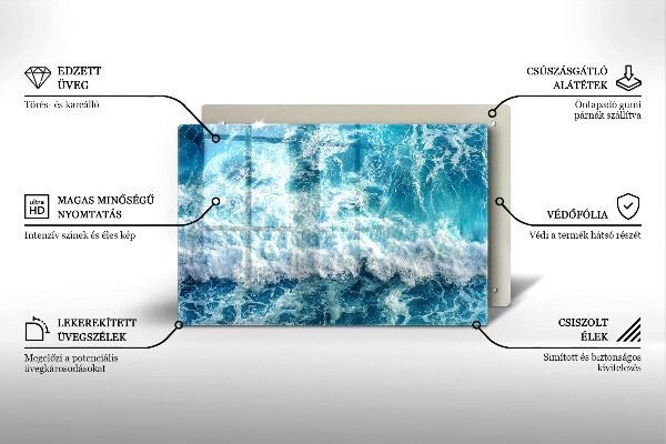 Glas Herdabdeckplatte Meerwasserwellen