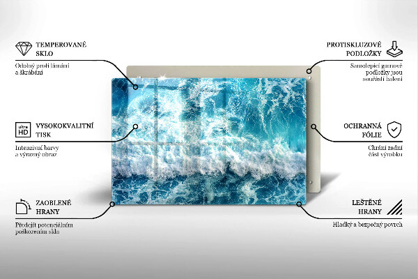Glas Herdabdeckplatte Meerwasserwellen
