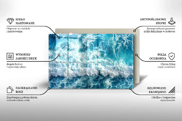 Glas Herdabdeckplatte Meerwasserwellen