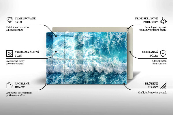 Glas Herdabdeckplatte Meerwasserwellen