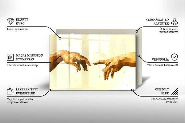 Glas Herdabdeckplatte Erschaffung von Adams Händen