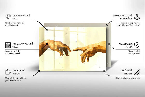 Glas Herdabdeckplatte Erschaffung von Adams Händen