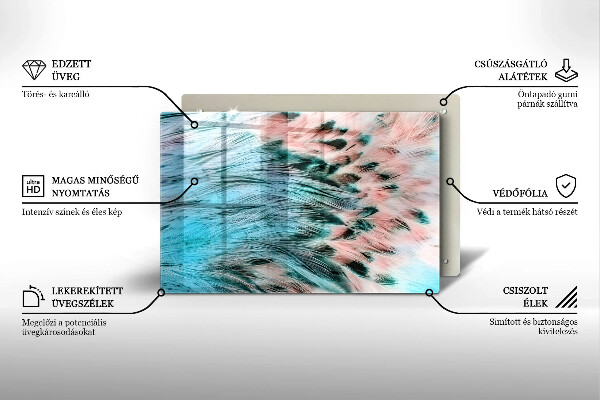 Glas Herdabdeckplatte Boho-Vogelfedern