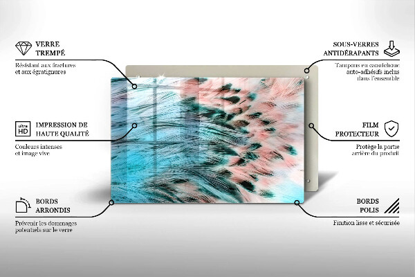 Glas Herdabdeckplatte Boho-Vogelfedern