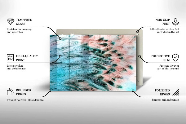 Glas Herdabdeckplatte Boho-Vogelfedern