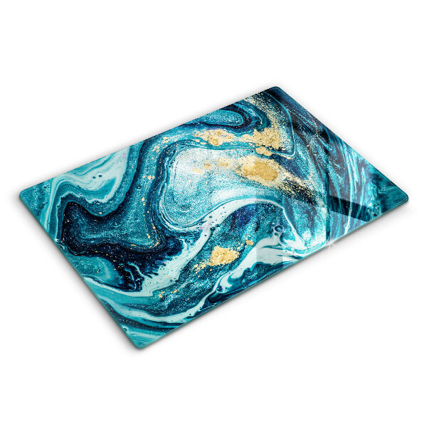 Glas Ceranfeldabdeckung Blaugoldene Abstraktion