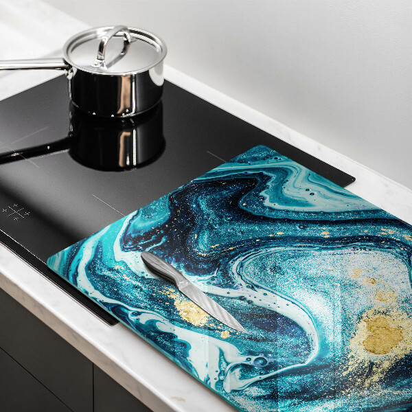 Glas Ceranfeldabdeckung Blaugoldene Abstraktion