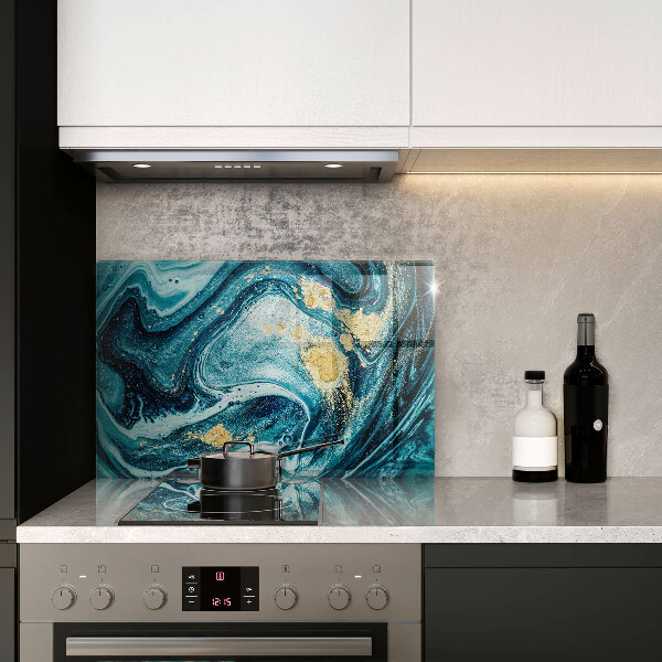 Glas Ceranfeldabdeckung Blaugoldene Abstraktion