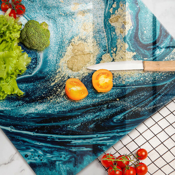 Glas Ceranfeldabdeckung Blaugoldene Abstraktion