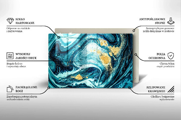 Glas Ceranfeldabdeckung Blaugoldene Abstraktion