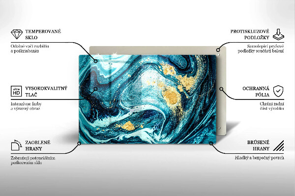 Glas Ceranfeldabdeckung Blaugoldene Abstraktion