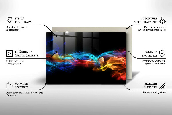 Glas Herdabdeckplatte Bunter Rauch