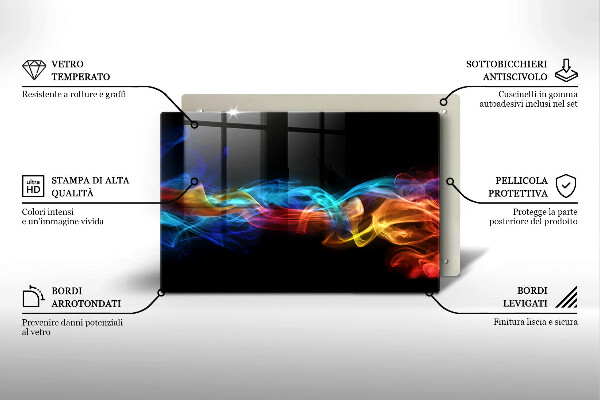 Glas Herdabdeckplatte Bunter Rauch