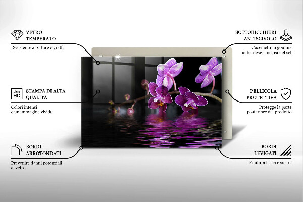 Glas Herdabdeckplatte Orchideen-Zen-Wasser