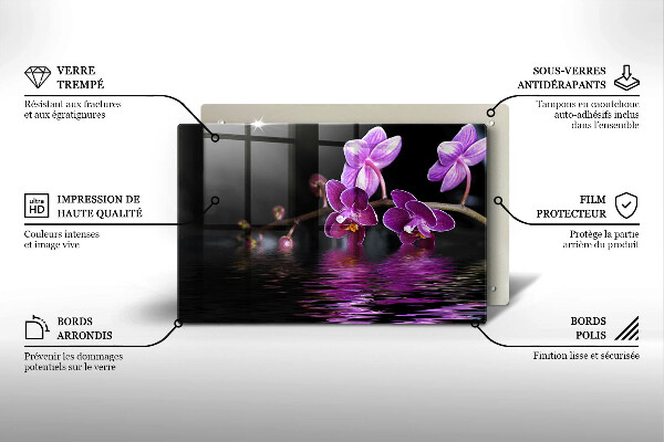 Glas Herdabdeckplatte Orchideen-Zen-Wasser