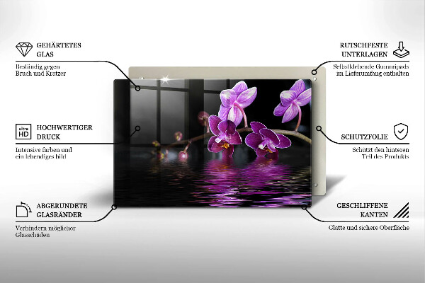 Glas Herdabdeckplatte Orchideen-Zen-Wasser