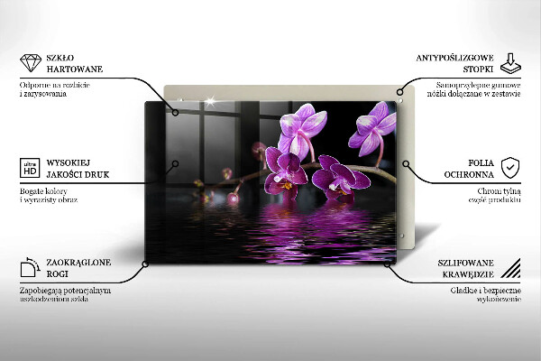 Glas Herdabdeckplatte Orchideen-Zen-Wasser