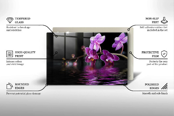 Glas Herdabdeckplatte Orchideen-Zen-Wasser