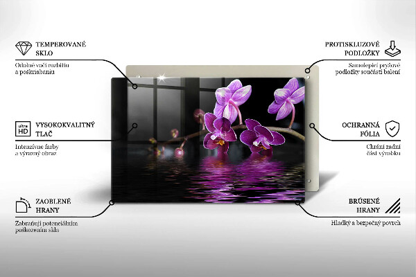 Glas Herdabdeckplatte Orchideen-Zen-Wasser