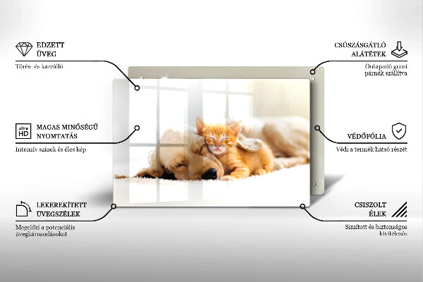 Glas Ceranfeldabdeckung Tiere Hund und Katze