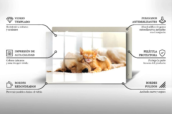 Glas Ceranfeldabdeckung Tiere Hund und Katze