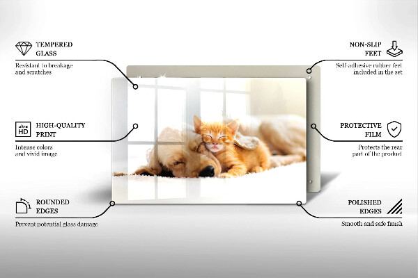 Glas Ceranfeldabdeckung Tiere Hund und Katze