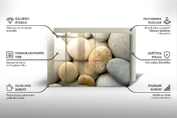 Glas Herdabdeckplatte Muster aus ovalen Steinen
