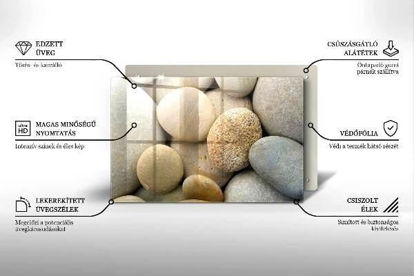 Glas Herdabdeckplatte Muster aus ovalen Steinen