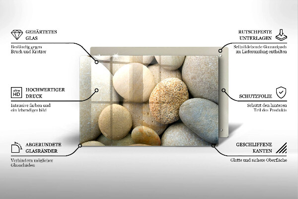 Glas Herdabdeckplatte Muster aus ovalen Steinen