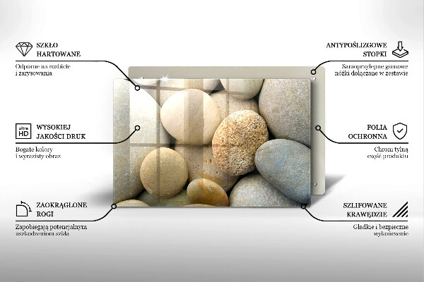 Glas Herdabdeckplatte Muster aus ovalen Steinen