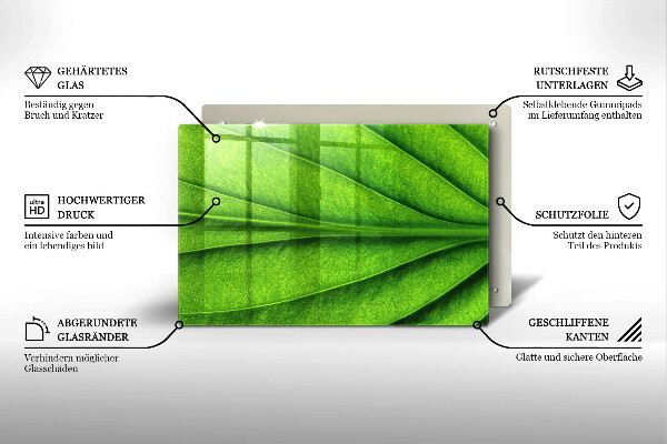 Glas Herdabdeckplatte Naturaderblatt