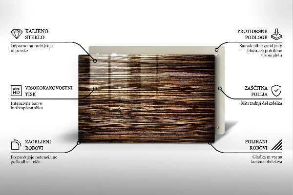 Glas Herdabdeckplatte Holzstruktur