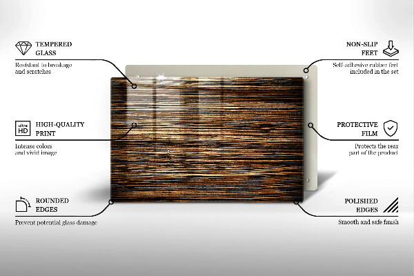 Glas Herdabdeckplatte Holzstruktur