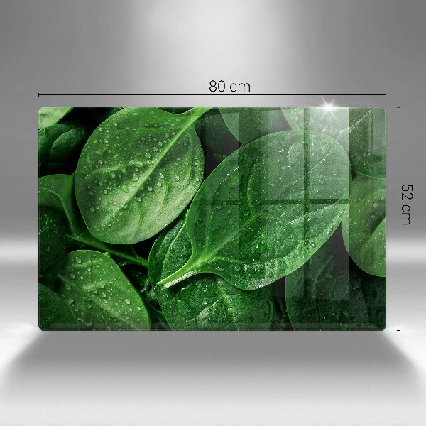 Glas Herdabdeckplatte Basilikumblätter