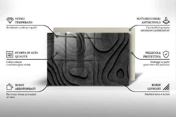 Glas Herdabdeckplatte 3D-Steinformen