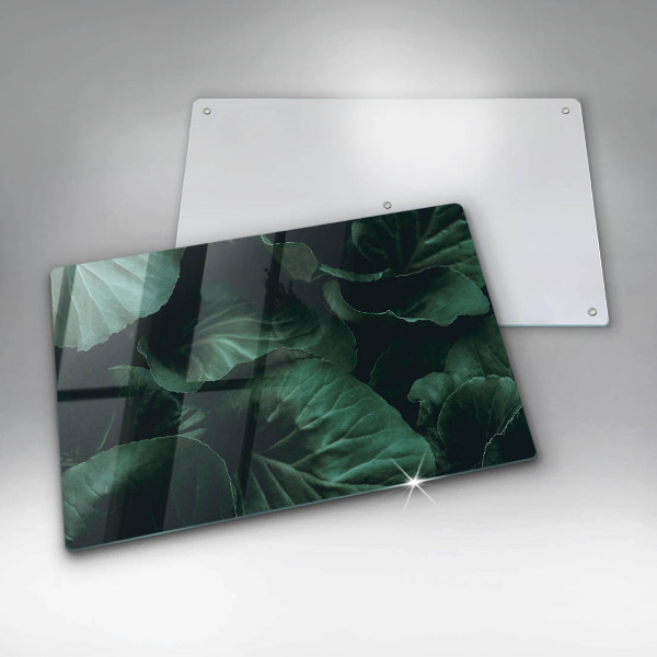 Glas Herdabdeckplatte Wilde dunkle Blätter