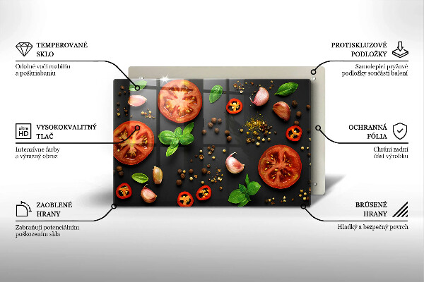 Glas Herdabdeckplatte Tomaten und Gewürze