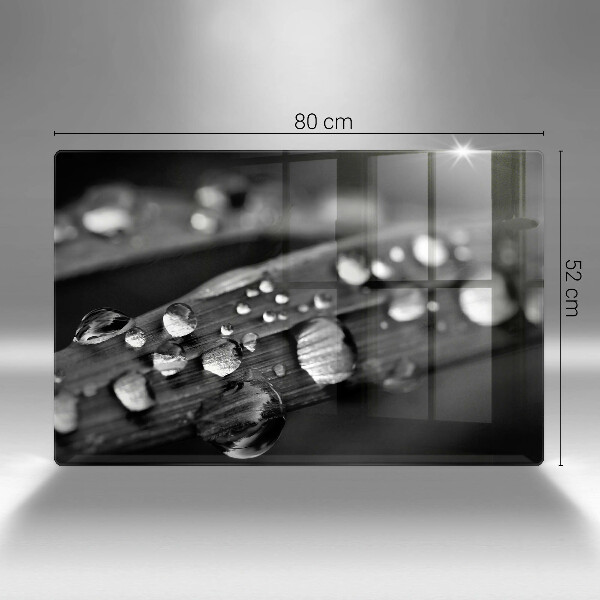 Glas Herdabdeckplatte Tautropfen auf den Blättern