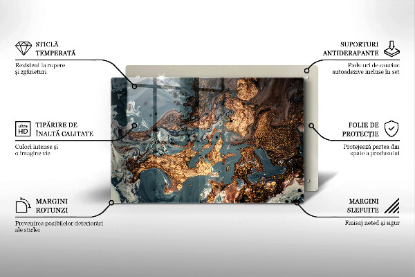 Glas Ceranfeldabdeckung Goldene Felsstruktur