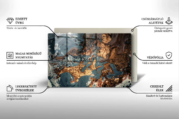 Glas Ceranfeldabdeckung Goldene Felsstruktur