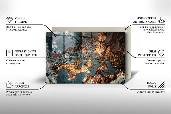 Glas Ceranfeldabdeckung Goldene Felsstruktur