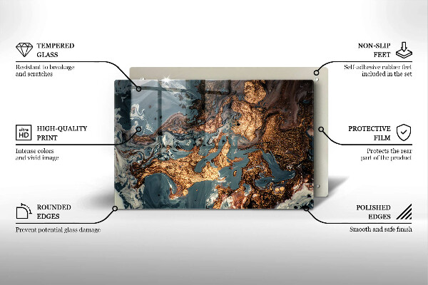 Glas Ceranfeldabdeckung Goldene Felsstruktur