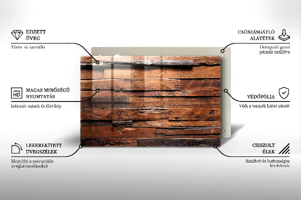 Glas Herdabdeckplatte Dekorative Holzbretter