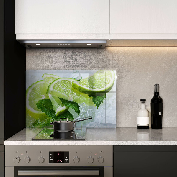 Glas Herdabdeckplatte Limette Minze und Eis