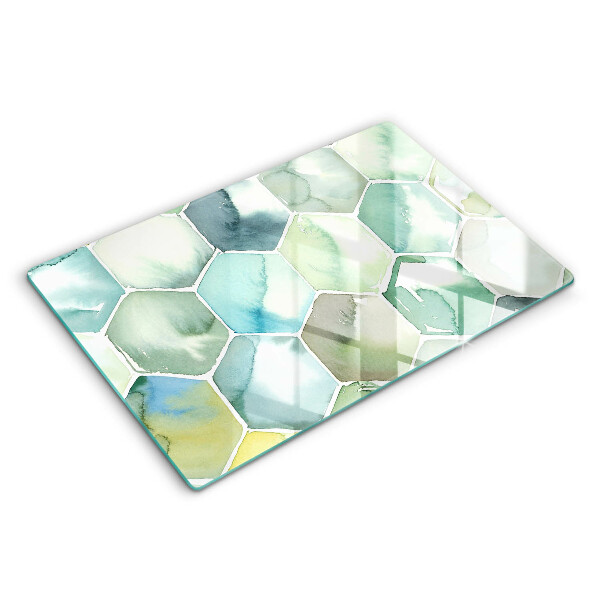 Glas Ceranfeldabdeckung Aquarell-Sechsecke