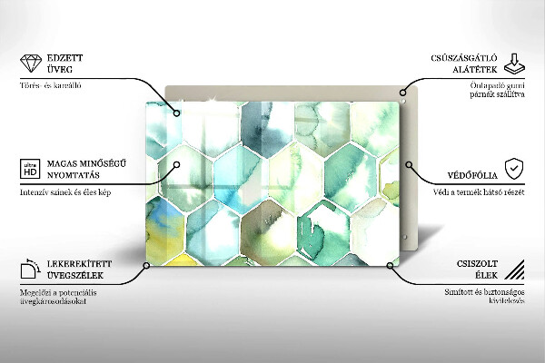 Glas Ceranfeldabdeckung Aquarell-Sechsecke