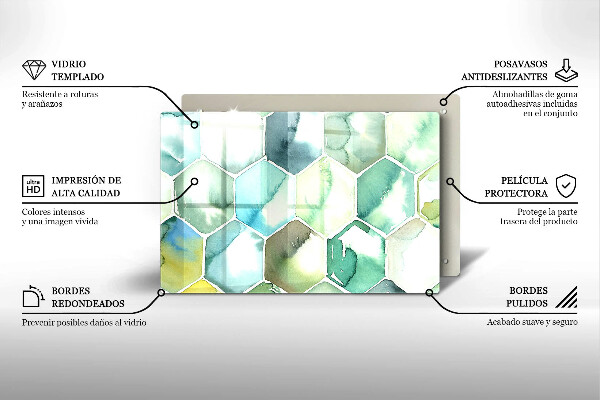 Glas Ceranfeldabdeckung Aquarell-Sechsecke