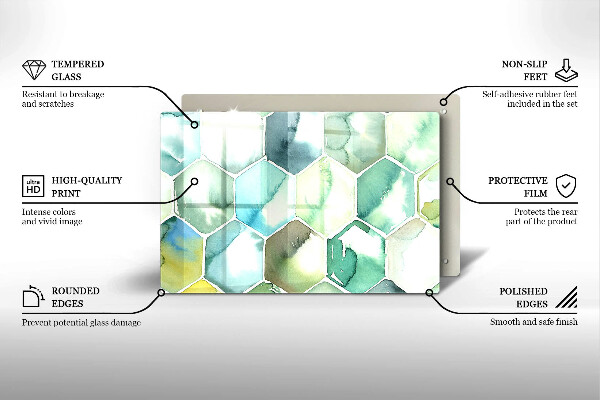 Glas Ceranfeldabdeckung Aquarell-Sechsecke