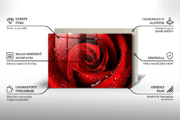Glas Herdabdeckplatte Rosenblütenblätter