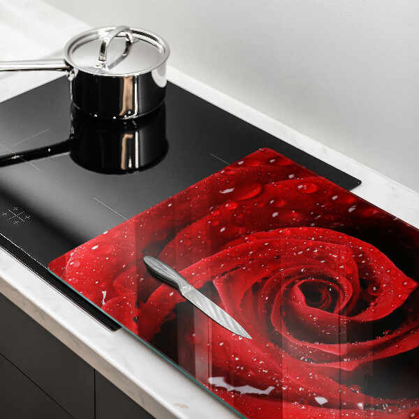Glas Herdabdeckplatte Rosenblütenblätter